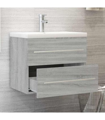 vidaXL Sink Cabinet with Built-in Basin Grey Sonoma Engineered Wood