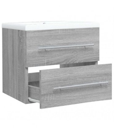 vidaXL Sink Cabinet with Built-in Basin Grey Sonoma Engineered Wood