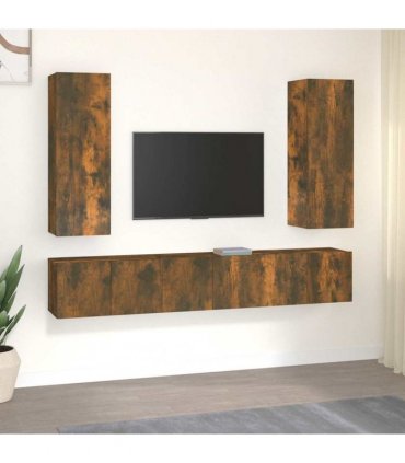 vidaXL 5 Piece TV Cabinet Set Smoked Oak Engineered Wood