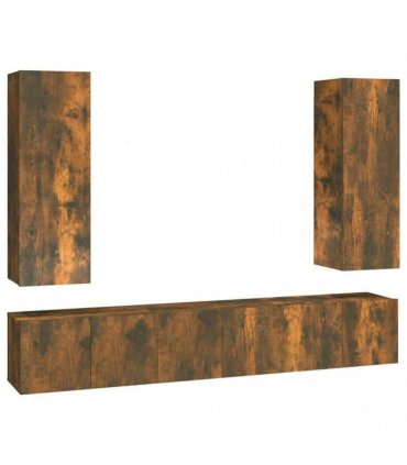 vidaXL 5 Piece TV Cabinet Set Smoked Oak Engineered Wood