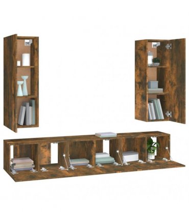 vidaXL 5 Piece TV Cabinet Set Smoked Oak Engineered Wood