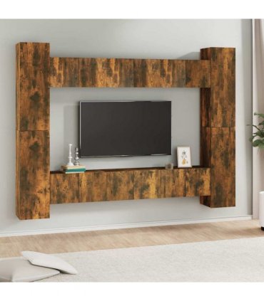 vidaXL 10 Piece TV Cabinet Set Smoked Oak Engineered Wood