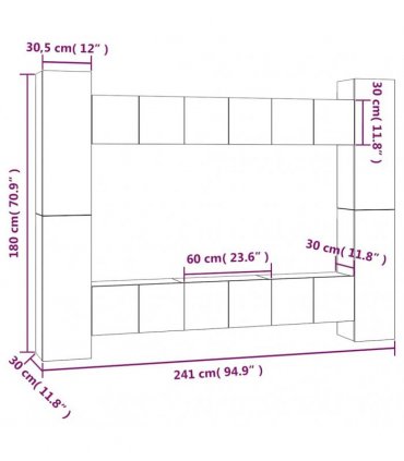 vidaXL 10 Piece TV Cabinet Set Smoked Oak Engineered Wood