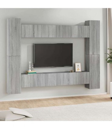 vidaXL 10 Piece TV Cabinet Set Grey Sonoma Engineered Wood