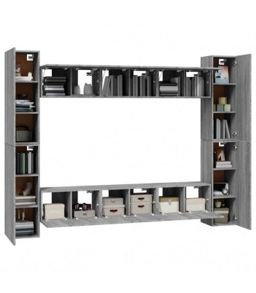 vidaXL 10 Piece TV Cabinet Set Grey Sonoma Engineered Wood