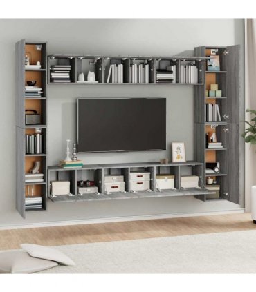 vidaXL 10 Piece TV Cabinet Set Grey Sonoma Engineered Wood
