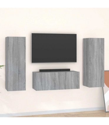 vidaXL 3 Piece TV Cabinet Set Grey Sonoma Engineered Wood