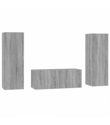 vidaXL 3 Piece TV Cabinet Set Grey Sonoma Engineered Wood