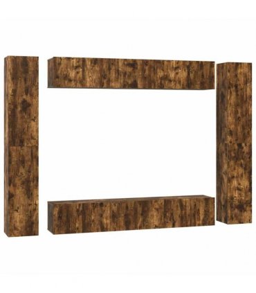 vidaXL 10 Piece TV Cabinet Set Smoked Oak Engineered Wood