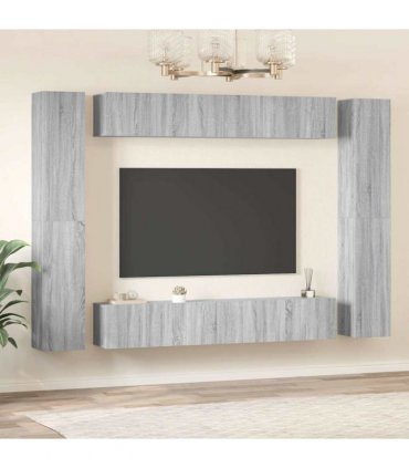 vidaXL 10 Piece TV Cabinet Set Grey Sonoma Engineered Wood