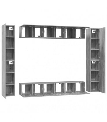 vidaXL 10 Piece TV Cabinet Set Grey Sonoma Engineered Wood