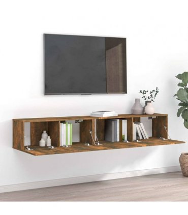 vidaXL 2 Piece TV Cabinet Set Smoked Oak Engineered Wood