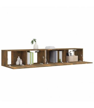 vidaXL 2 Piece TV Cabinet Set Smoked Oak Engineered Wood