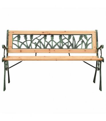 vidaXL Garden Bench 122 cm Cast Iron and Solid Firwood