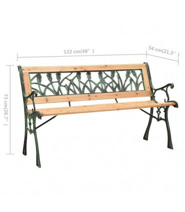 vidaXL Garden Bench 122 cm Cast Iron and Solid Firwood