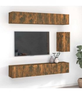vidaXL 7 Piece TV Cabinet Set Smoked Oak Engineered Wood