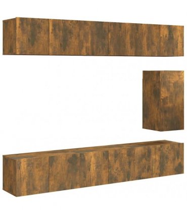 vidaXL 7 Piece TV Cabinet Set Smoked Oak Engineered Wood
