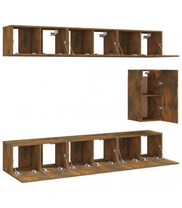 vidaXL 7 Piece TV Cabinet Set Smoked Oak Engineered Wood