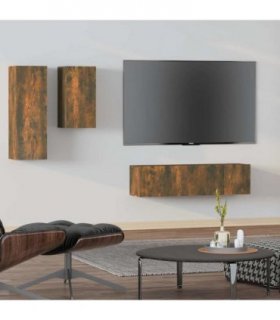 vidaXL 4 Piece TV Cabinet Set Smoked Oak Engineered Wood
