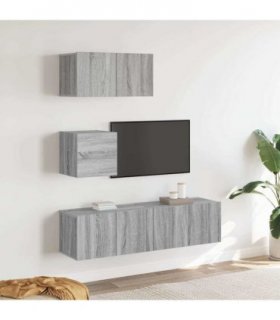 vidaXL 4 Piece TV Cabinet Set Grey Sonoma Engineered Wood