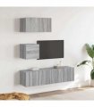 vidaXL 4 Piece TV Cabinet Set Grey Sonoma Engineered Wood