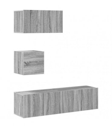 vidaXL 4 Piece TV Cabinet Set Grey Sonoma Engineered Wood