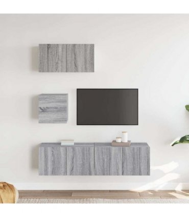 vidaXL 4 Piece TV Cabinet Set Grey Sonoma Engineered Wood