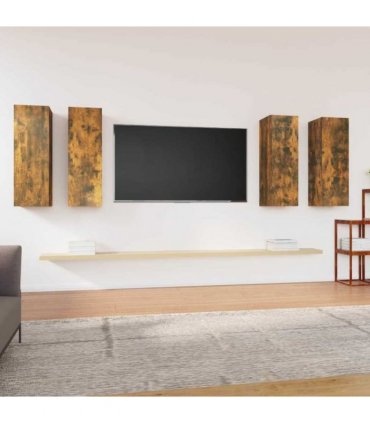 vidaXL 4 Piece TV Cabinet Set Smoked Oak 30,5x30x90 cm Engineered Wood