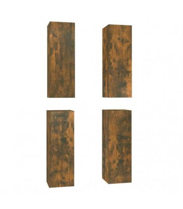 vidaXL 4 Piece TV Cabinet Set Smoked Oak 30,5x30x90 cm Engineered Wood