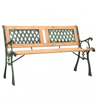 vidaXL Garden Bench 122 cm Cast Iron and Solid Firwood