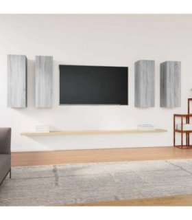 vidaXL 4 Piece TV Cabinet Set Grey Sonoma 30,5x30x90 cm Engineered Wood