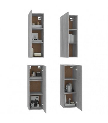 vidaXL 4 Piece TV Cabinet Set Grey Sonoma 30,5x30x90 cm Engineered Wood