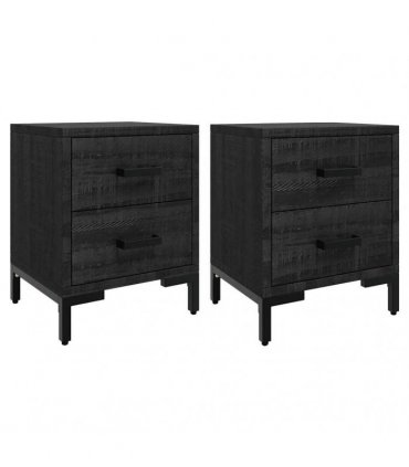 vidaXL Bedside Cabinets 2 pcs Black 36x30x45 cm Solid Wood Pine