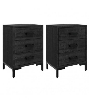 vidaXL Bedside Cabinets 2 pcs Black 40x30x55 cm Solid Wood Pine
