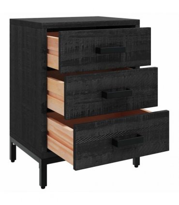 vidaXL Bedside Cabinets 2 pcs Black 40x30x55 cm Solid Wood Pine