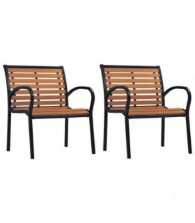vidaXL Garden Chairs 2 pcs Steel and WPC Black and Brown