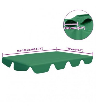 vidaXL Replacement Canopy for Garden Swing Green 188/168x145/110 cm