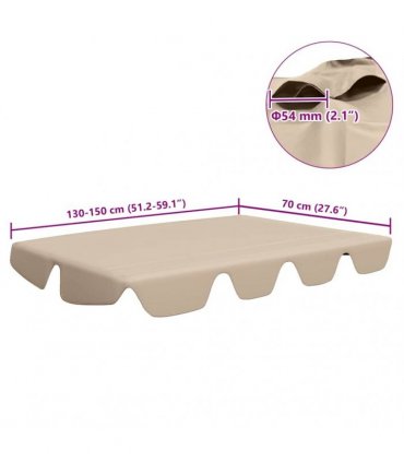 vidaXL Replacement Canopy for Garden Swing Beige 150/130x105/70 cm