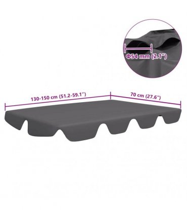 vidaXL Replacement Canopy for Garden Swing Anthracite 150/130x105/70cm
