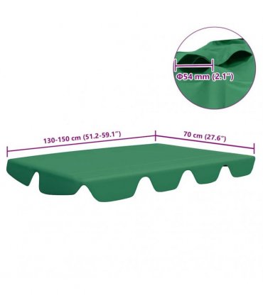 vidaXL Replacement Canopy for Garden Swing Green 150/130x105/70 cm