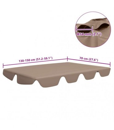 vidaXL Replacement Canopy for Garden Swing Taupe 150/130x105/70 cm