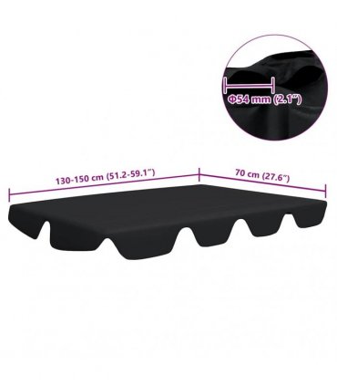 vidaXL Replacement Canopy for Garden Swing Black 150/130x105/70 cm