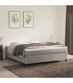vidaXL Box Spring Bed Frame Light Grey King Velvet