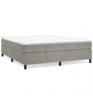 vidaXL Box Spring Bed Frame Light Grey King Velvet