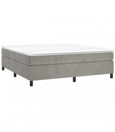 vidaXL Box Spring Bed Frame Light Grey King Velvet