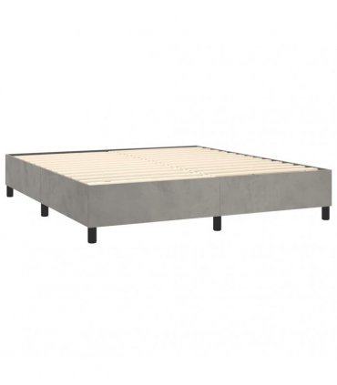 vidaXL Box Spring Bed Frame Light Grey King Velvet