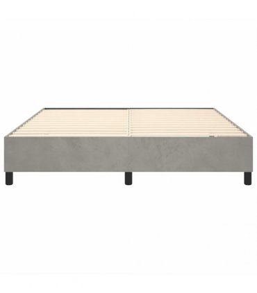 vidaXL Box Spring Bed Frame Light Grey King Velvet