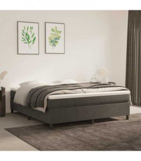 vidaXL Box Spring Bed Frame Dark Grey King Velvet