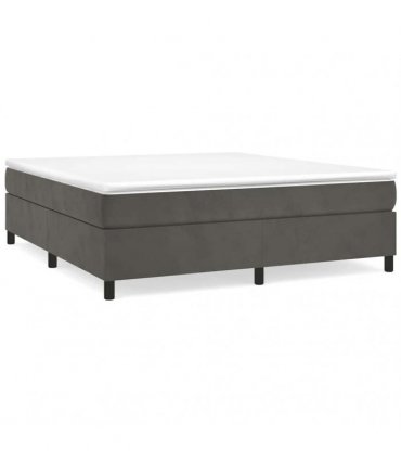 vidaXL Box Spring Bed Frame Dark Grey King Velvet