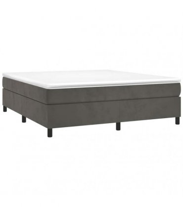 vidaXL Box Spring Bed Frame Dark Grey King Velvet